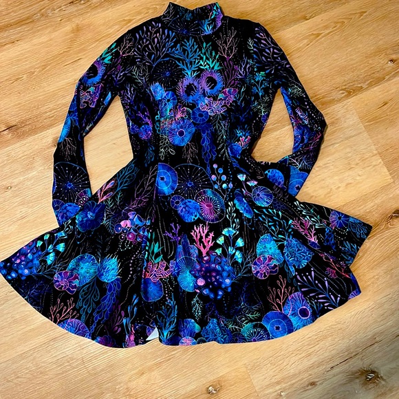 Blackmilk Dresses & Skirts - Blackmilk Floral Coral Longsleeve Evil Skater Dress - Limited - NWOT - Medium